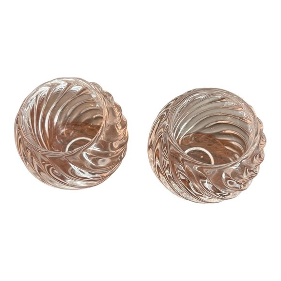 Set of 2 Partylite P0463 Illusions Swirl Glass Votive Candle Holders Clear - Picture 4 of 13